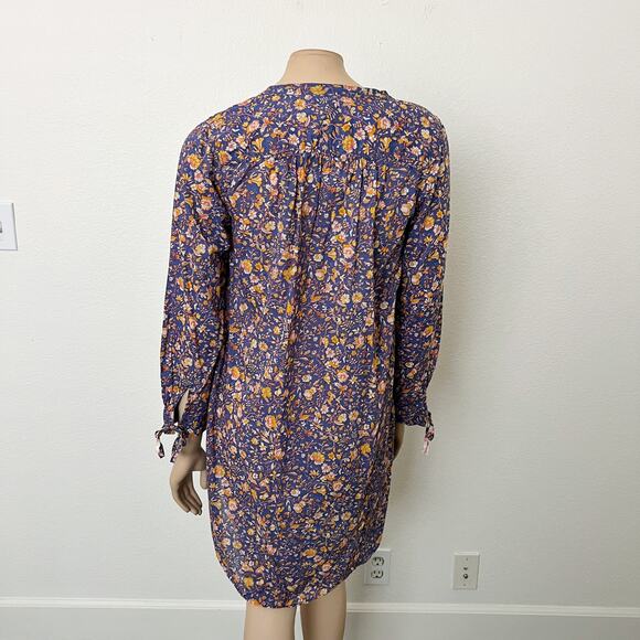 [J. Crew] Midnight Floral Print V-Neck Tunic Coverup Beach Dress Size Small S - Picture 2 of 11